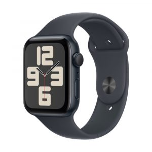 Apple Watch SE (2024), 44 мм, корпус из алюминия «Тёмная ночь» | Midnight, Спортивный ремешок (S/M)